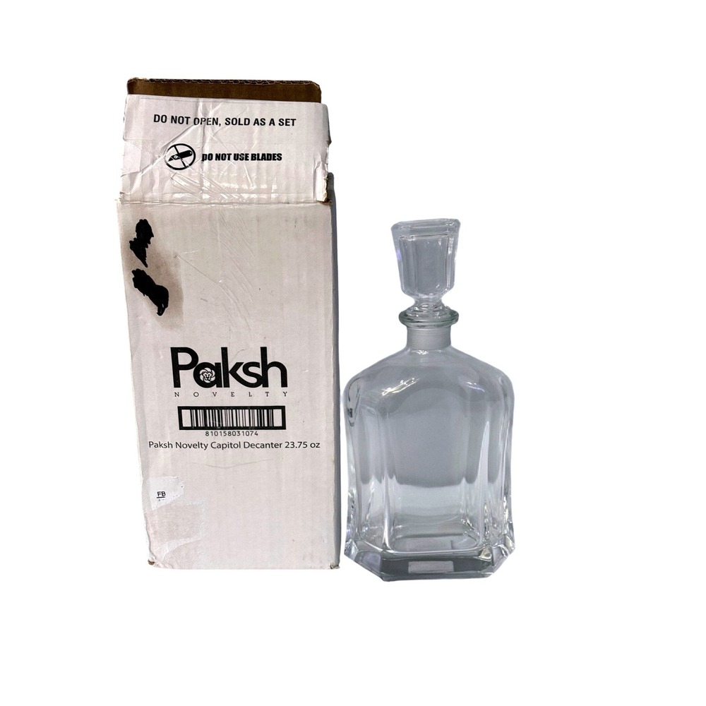 Paksh Novelty Capitol Decanter 23.75 oz Clear Glass Whiskey Bottle with Stopper